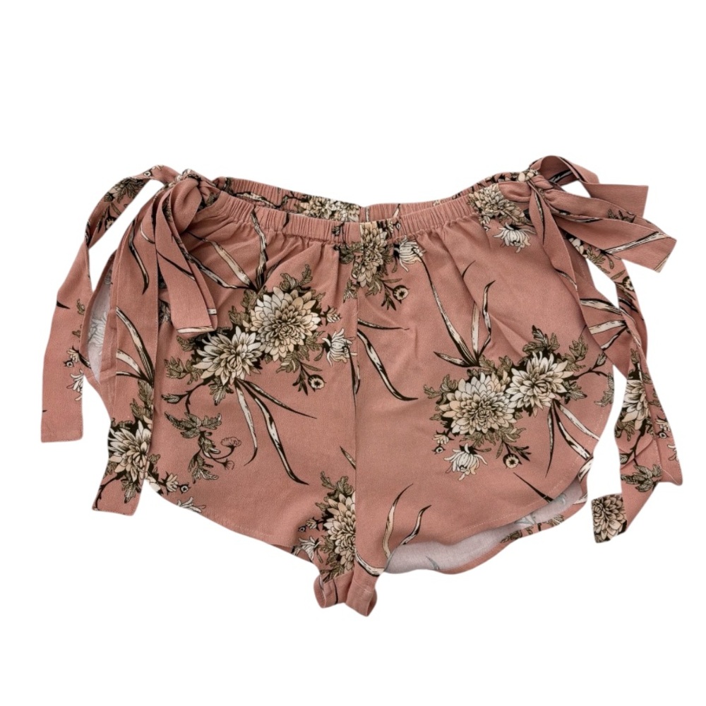 LIRA CRTV SCTY Floral Tie-Side Shorts in Dusty Rose